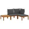 vidaXL 4 pcs Madeira maci&ccedil;a de ac&aacute;cia e corda Natural