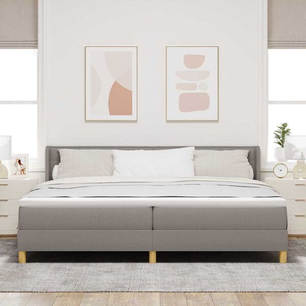 vidaXL Cama Box Cinzento-acastanhado 200 x 200 cm Poli&eacute;ster