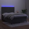 vidaXL Cama box spring c/ colch&atilde;o/LED 140x200cm veludo cinzento-escuro