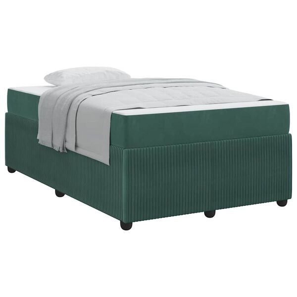 vidaXL Estrutura da Cama com colch&atilde;o Verde Escuro 120 x 190 cm tecido