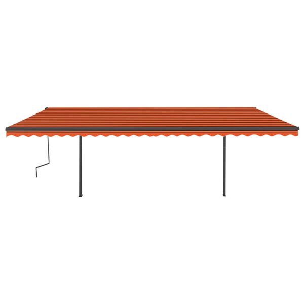vidaXL Toldo retr&aacute;til autom&aacute;tico com postes 6x3 m laranja e castanho