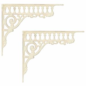 vidaXL Suportes para prateleiras de parede 2 unid. Branco Antigo