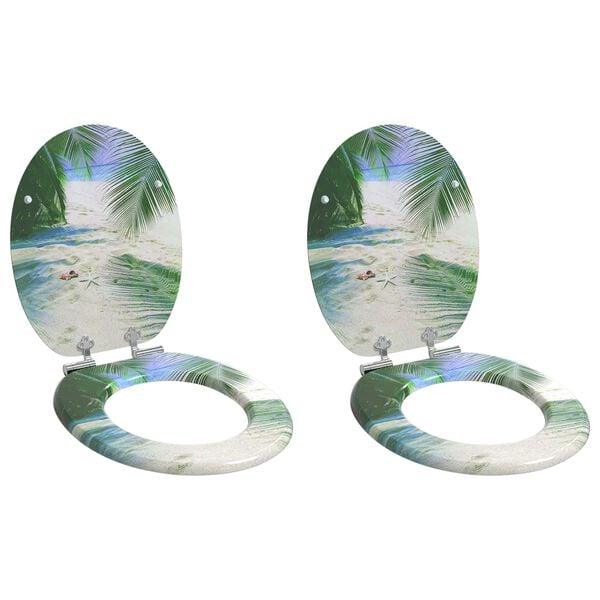 vidaXL Assento de Vaso Sanit&aacute;rio 2 pcs Verde 43,8 x 37,8 cm