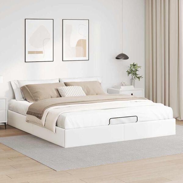 vidaXL Estrutura de cama otomana sem colchão 160x200 cm branca