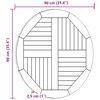 vidaXL Tampo de mesa redondo 2,5 cm 90 cm madeira de teca maci&ccedil;a