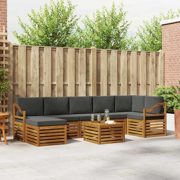 vidaXL Conjunto de Sof&aacute; Sectional 8 pcs Natural e Antracite
