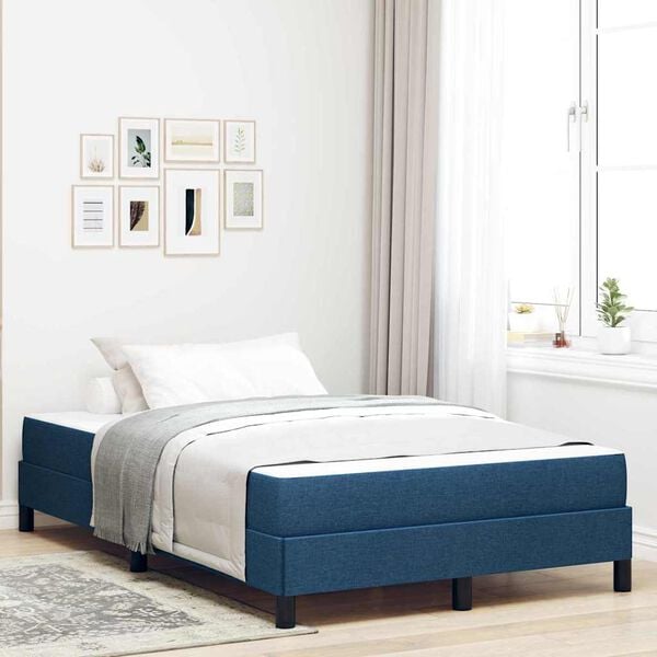 vidaXL Cama Box com colch&atilde;o Azul 120 x 200 cm tecido