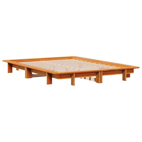 vidaXL Cama sem colch&atilde;o 120x190 cm madeira pinho maci&ccedil;a castanho-mel