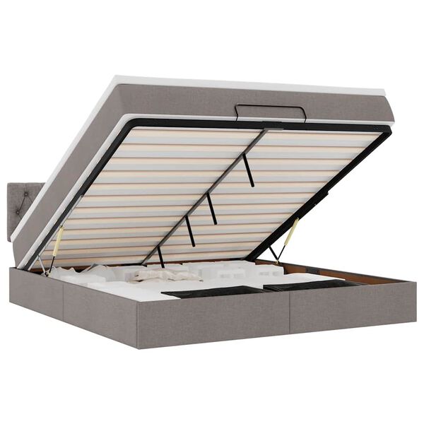 moldura de cama otomana vidaXL com tecido Taupe 180x200cm