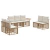 vidaXL Conjunto de Sof&aacute;s para Exterior 7 unid. Natural e Branco Creme