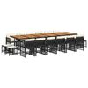 vidaXL 17 pcs conjunto de jantar p/ jardim c/ almofad&otilde;es vime PE preto