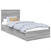 vidaXL Cama com Armazenamento com gaveta Cinza Sonoma 75 x 190 cm