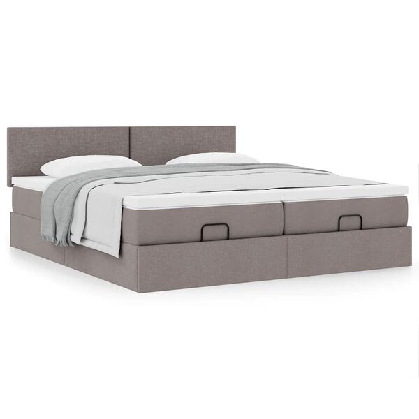 vidaXL Estrutura cama otomana com colch&otilde;es tecido cinzento 200x200cm