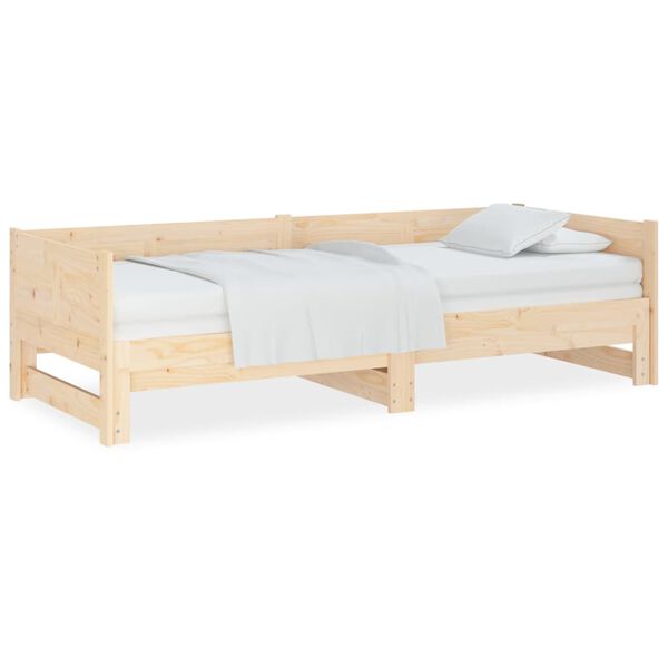 vidaXL Sof&aacute;-cama de puxar pinho maci&ccedil;o 2x(90x190) cm