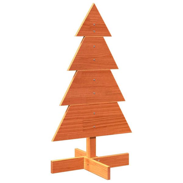 vidaXL &Aacute;rvore de Natal decorativa 80 cm pinho maci&ccedil;o castanho-mel