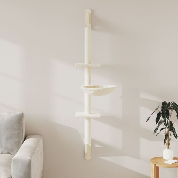 vidaXL &Aacute;rvore de parede para gatos c/ poste arranhador 142,5 cm creme