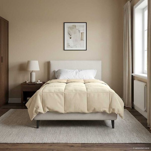 vidaXL Edredom de Ver&atilde;o Simples Creme 135 x 200 cm Microfibra