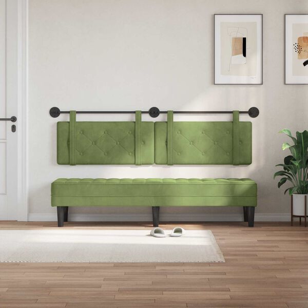 vidaXL Cabeceira Suspensa Verde Claro 170 x 55 x 5 cm Veludo