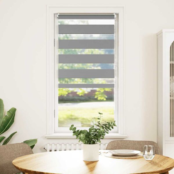 Estore de rolo 40 x 100 cm, linhas de zebra / Cinza