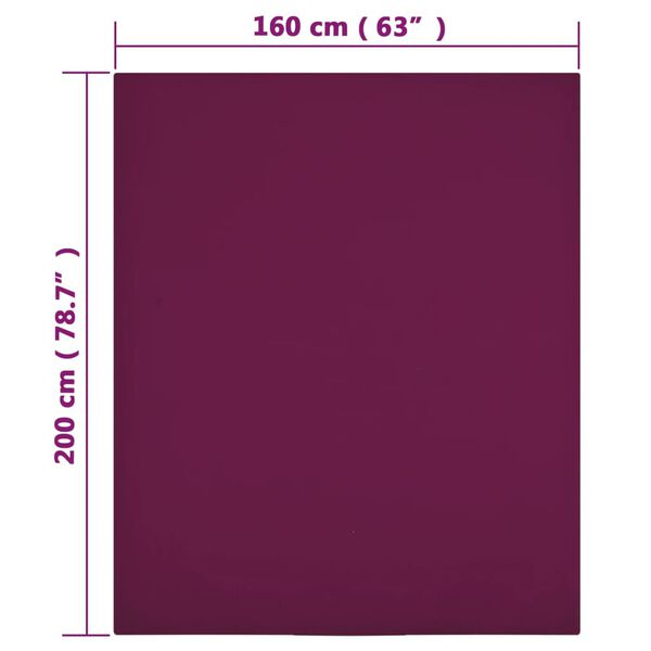 vidaXL Lençol ajustável 160x200 cm algodão jersey bordô
