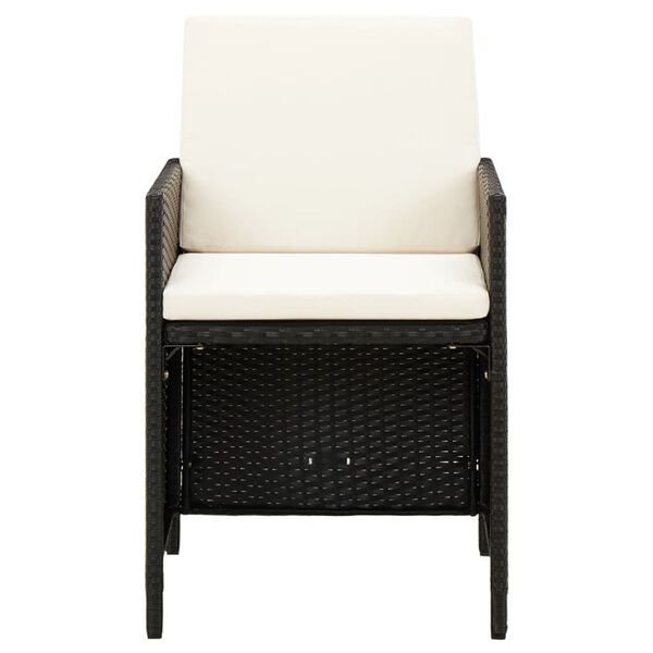 vidaXL 4 pcs conjunto de cadeiras e bancos de jardim vime PE preto