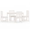 vidaXL 5 pcs conj. de jantar p/ jardim madeira de pinho maci&ccedil;a branco