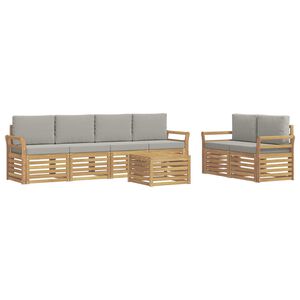 vidaXL Conjunto de Sof&aacute;s para Exterior 7 unid. Branco e Cinzento-Claro