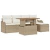 vidaXL Conjunto de Sof&aacute; de Jardim 6 pcs Bege e Creme vime PE