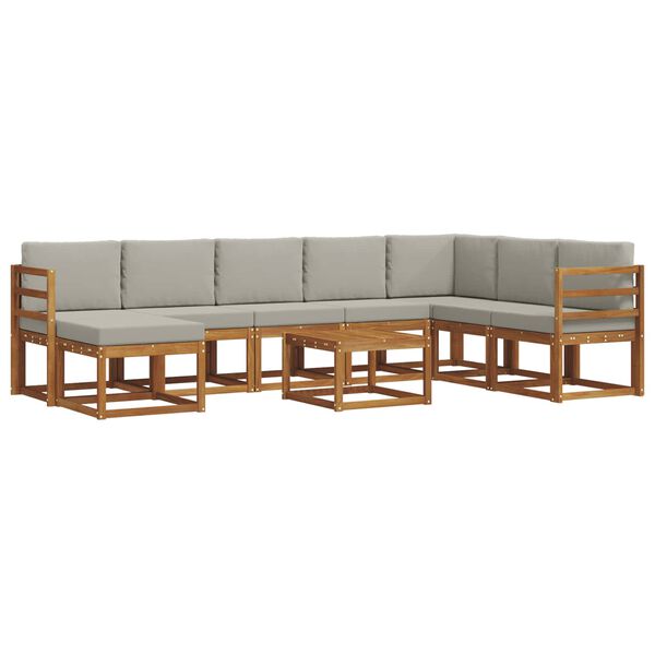 vidaXL Conjunto de Sof&aacute;s para Exterior 9 pcs Cinza Natural e Claro