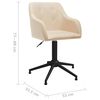 vidaXL Cadeiras de jantar girat&oacute;rias 4 pcs tecido cor creme