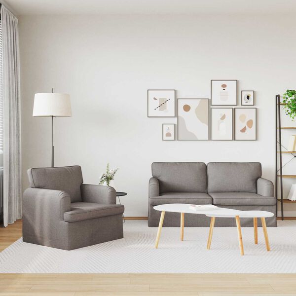 vidaXL Sof&aacute; 2 pcs Cinzento-acastanhado