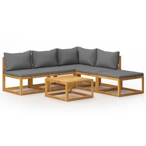 vidaXL 6 pcs conjunto lounge de jardim c/ almofad&otilde;es ac&aacute;cia maci&ccedil;a