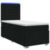 vidaXL Cama Box com LED e Colch&atilde;o Preto 90 x 200 cm Tecido