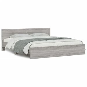 vidaXL Estrutura de cama com cabeceira 200x200 cm cinzento sonoma