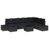 vidaXL Conjunto de Sof&aacute; de Jardim com almofada 9 pcs Preto vime PE