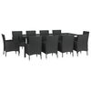 vidaXL 11 pcs conjunto de jantar p/ jardim c/ almofad&otilde;es vime PE preto