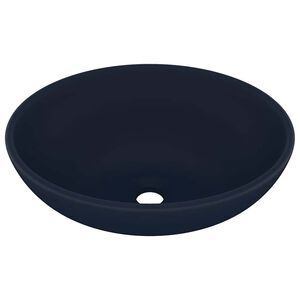 vidaXL Lavat&oacute;rio luxuoso oval 40x33cm cer&acirc;mica azul-escuro mate