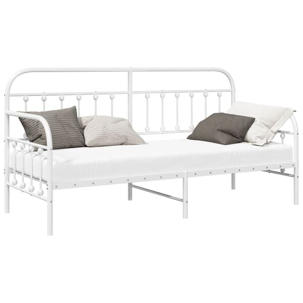 vidaXL Estrutura de cama de dia Branco 75 x 190 cm A&ccedil;o revestido a p&oacute;