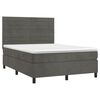 vidaXL Cama box spring c/ colch&atilde;o/LED 140x200cm veludo cinzento-escuro