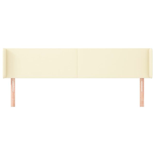 vidaXL Cabeceira de cama c/ abas couro artificial 183x16x78/88cm creme