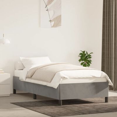 vidaXL Estrutura de cama 90x190 cm veludo cinzento-claro