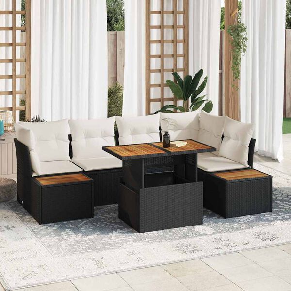 vidaXL Conjunto de Sof&aacute; de Jardim 10 pcs Preto Rattan Sint&eacute;tico