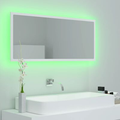 vidaXL Espelho de casa de banho LED 100x8,5x37 cm acrílico branco