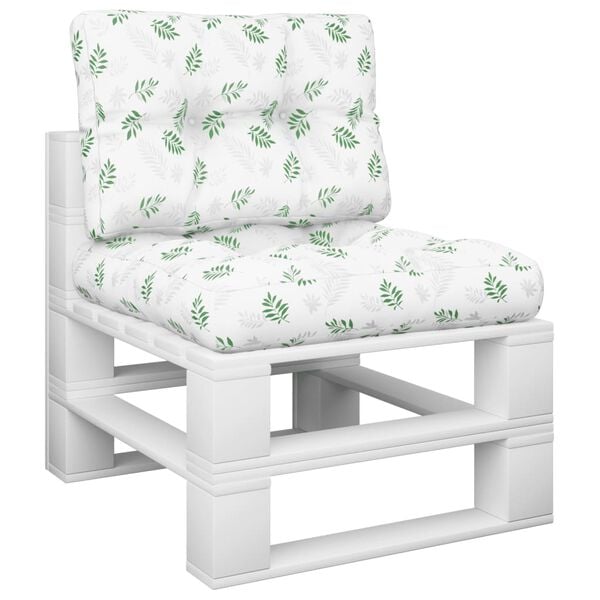 vidaXL Almofad&otilde;es para sof&aacute;s de paletes 2 pcs tecido padr&atilde;o de folhas