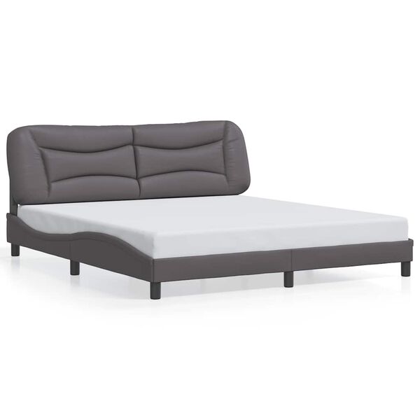 vidaXL Estrutura de cama sem colch&atilde;o Hvar 180x200cm couro artificial cinzento