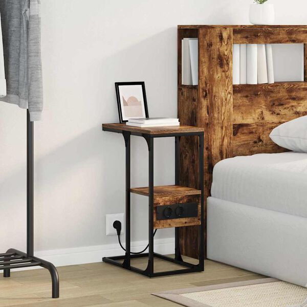 vidaXL Arm&aacute;rio de Cabeceira Carvalho fumado 41.5 x 26 x 60.5 cm