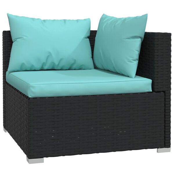 vidaXL 11 pcs conjunto lounge de jardim c/ almofad&otilde;es vime PE preto