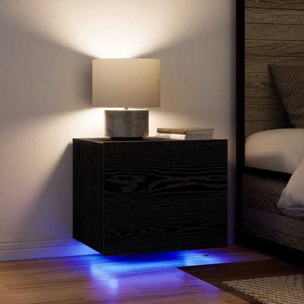 vidaXL Arm&aacute;rio de Cabeceira com gaveta Carvalho Preto 50 x 39 x 41 cm