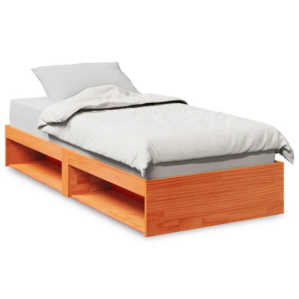 vidaXL Sof&aacute;-cama sem colch&atilde;o 90x190 cm pinho maci&ccedil;o castanho-mel