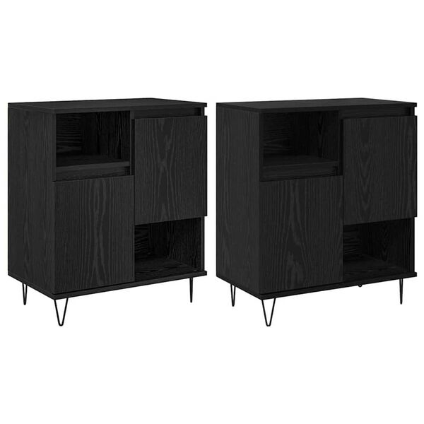 vidaXL Buffet 2 pcs Carvalho Preto 60 x 35 x 70 cm